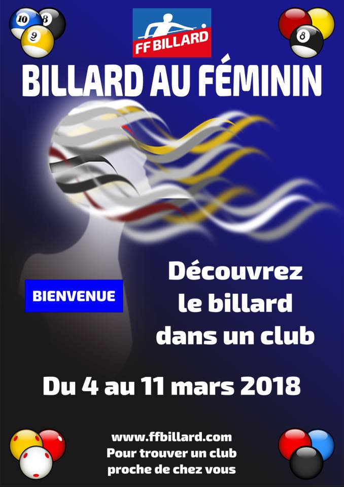 FFB Semaine du billard au féminin du 4 au 11 mars 2018