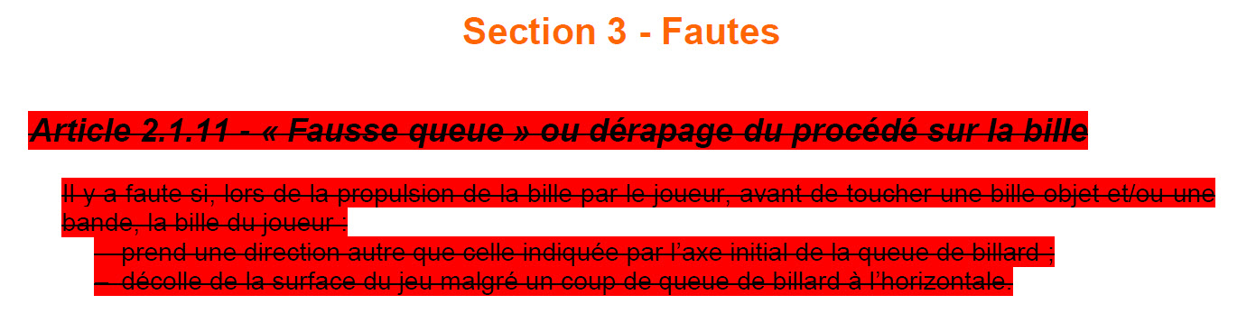 fin de la faute sur Fausse queue