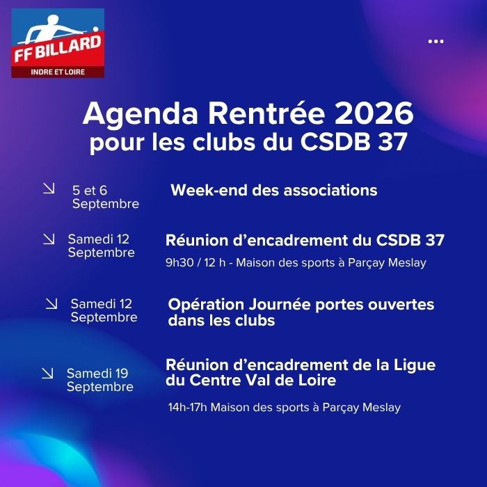 FFB calendriers blackball et Snooker 2026 2027