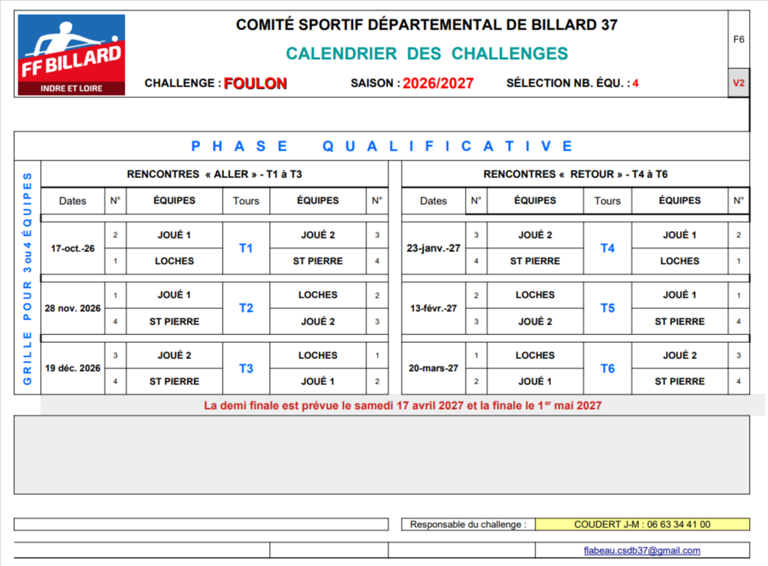 CSDB37 Challange FOULON calendrier 2026 2027 V2