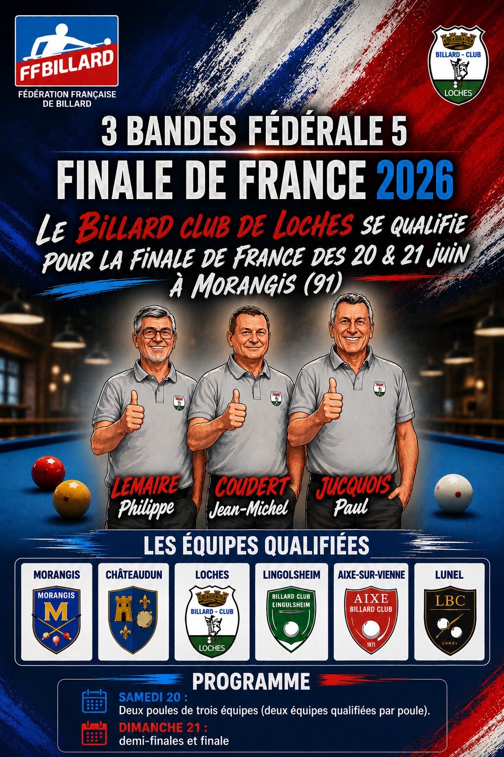 3 Bandes Fédérale 5 BC Loches en finale de France 2026