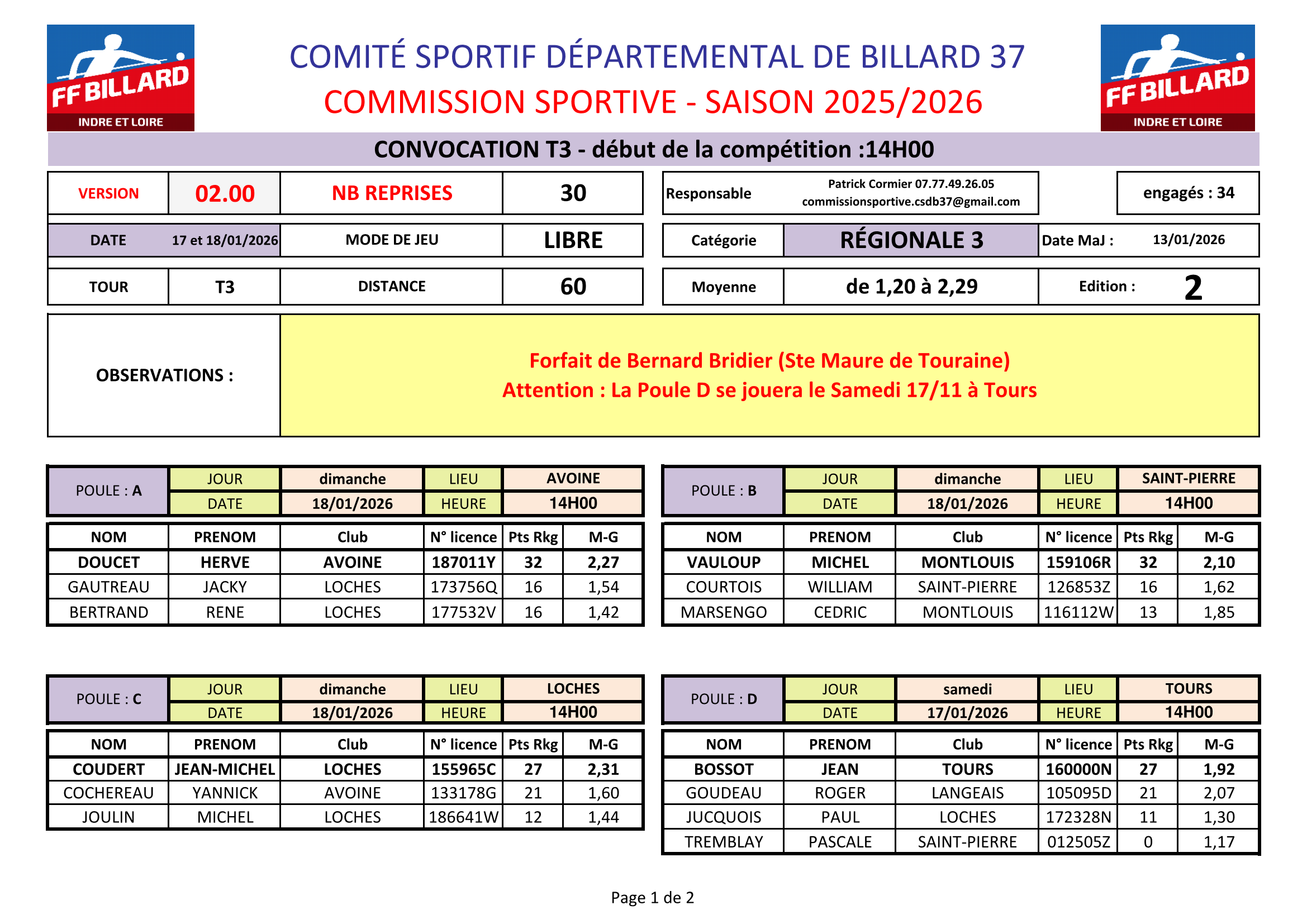 CSDB37 2025 2026 Libre R3 convocation T3 des 17 et 18 01 26 V2 Page 1
