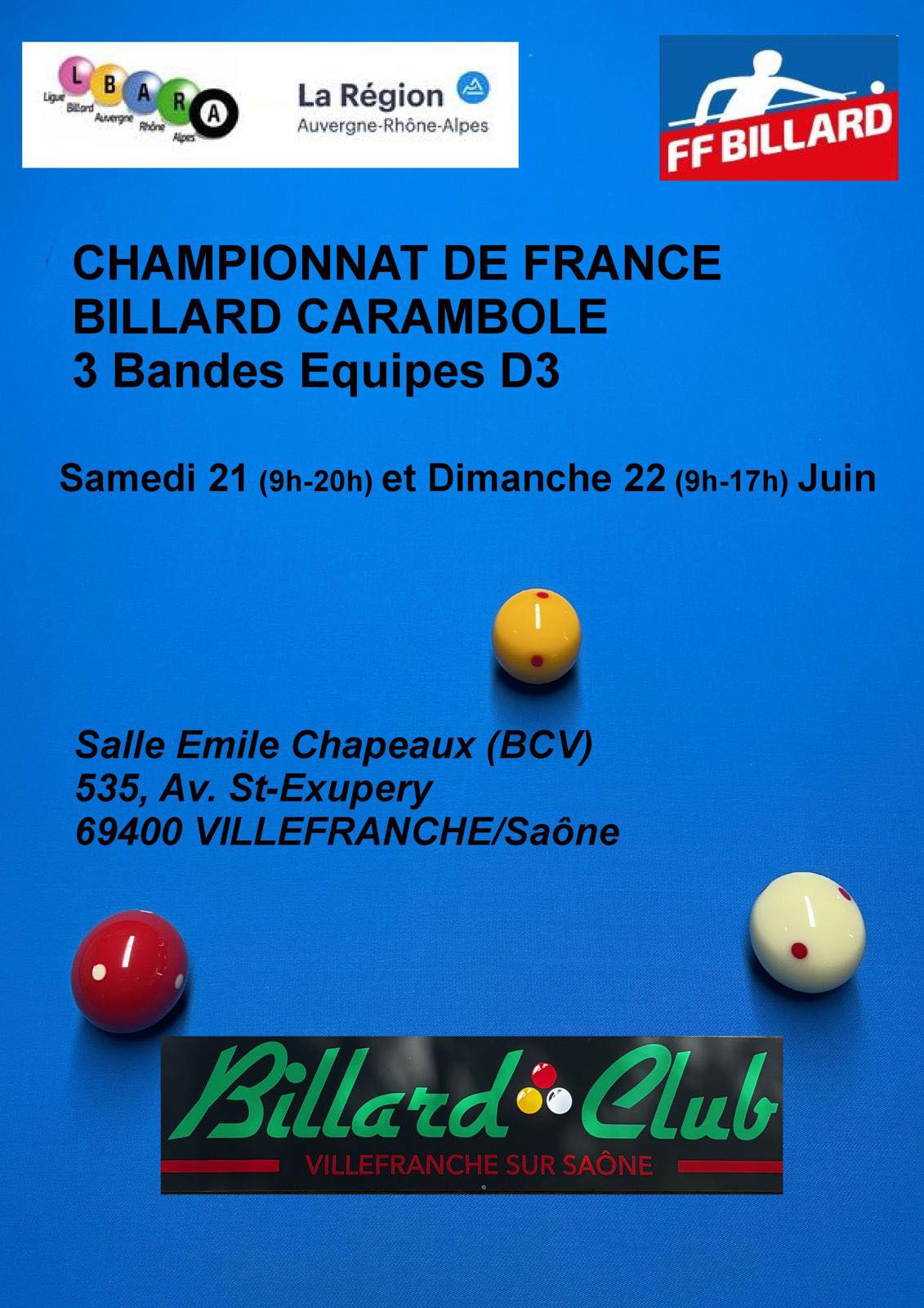 FFB 3 bandes D3 finale de France 2025 affiche