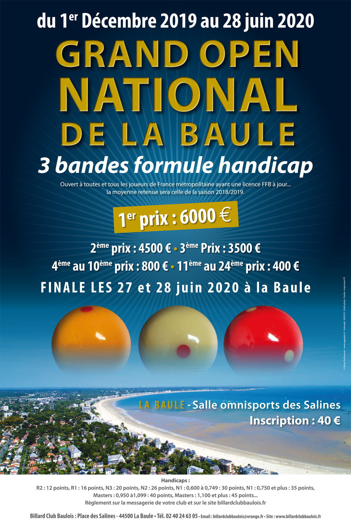 affiche tournoi 3 bandes La Baule